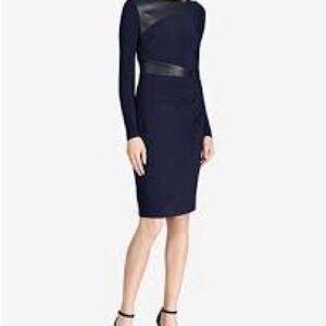 Women's Navy Long-Sleeve Sheath Dress